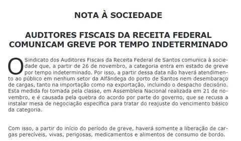 Aviso Importante: Impactos na Entrega devido à Greve Alfandegária