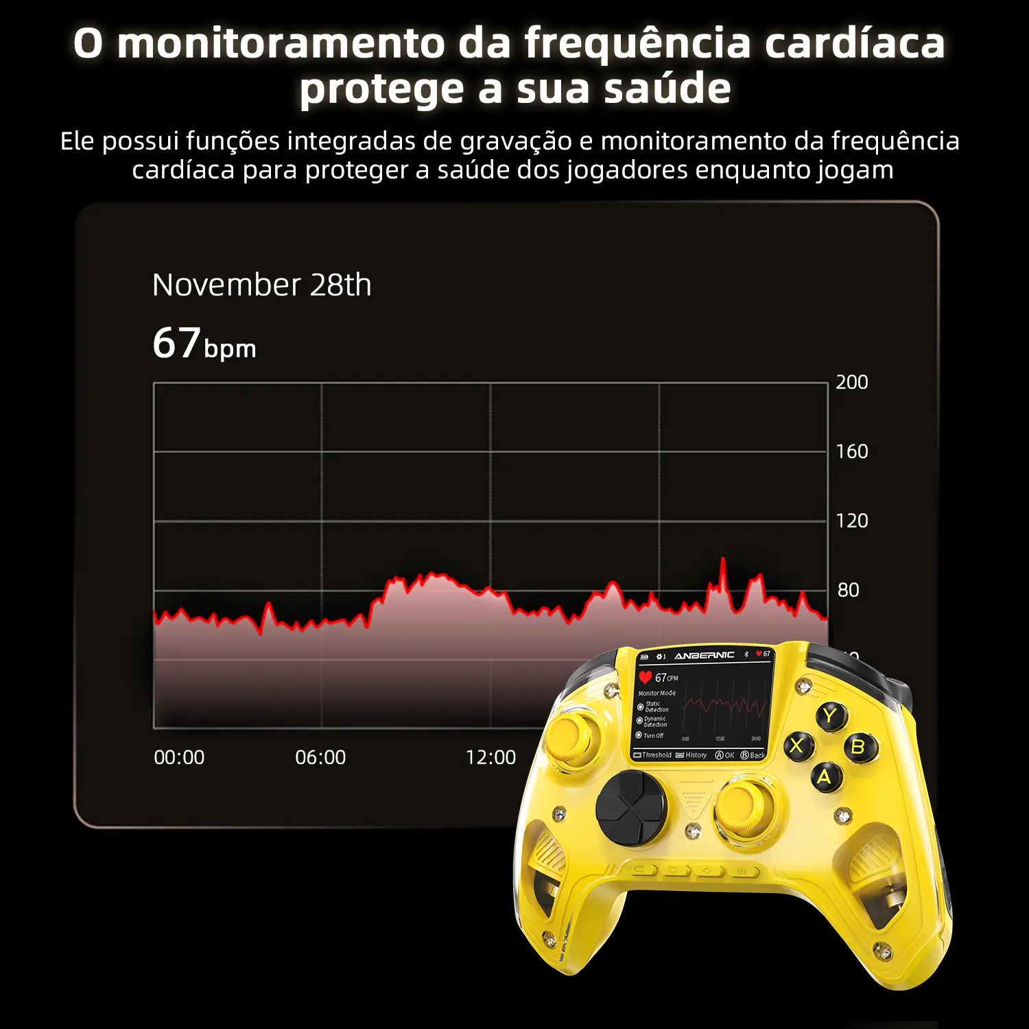 Controle inteligente com monitoramento de frequência cardíaca em tempo real e exibição de dados de saúde